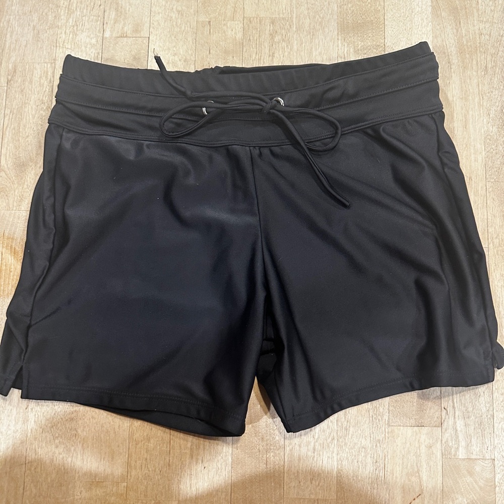 Black Athletic Swim Shorts with Elastic Waistband
